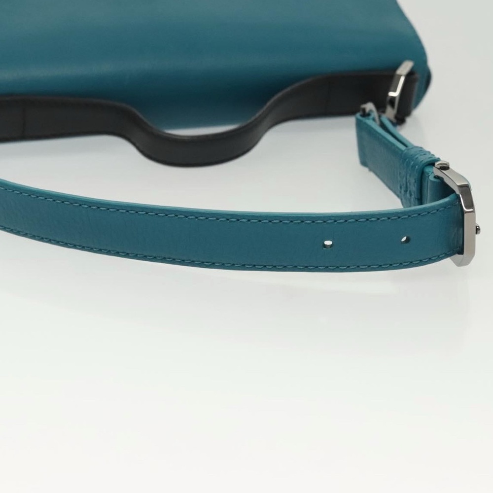 BVLGARI top handle Shoulder Bag Leather Turquoise Blue - Picture 5 of 14